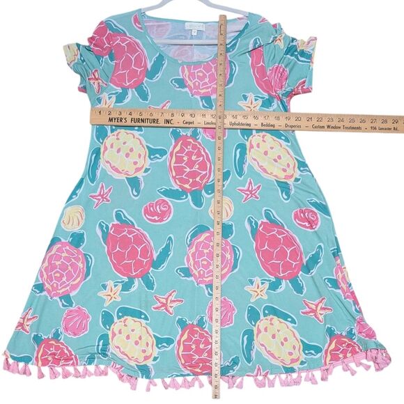 Simply Southern Topsail Dress sea turtles casual flirty nature fringe Medium - Picture 4 of 10